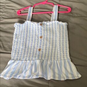 Blue and White Striped Kids Top